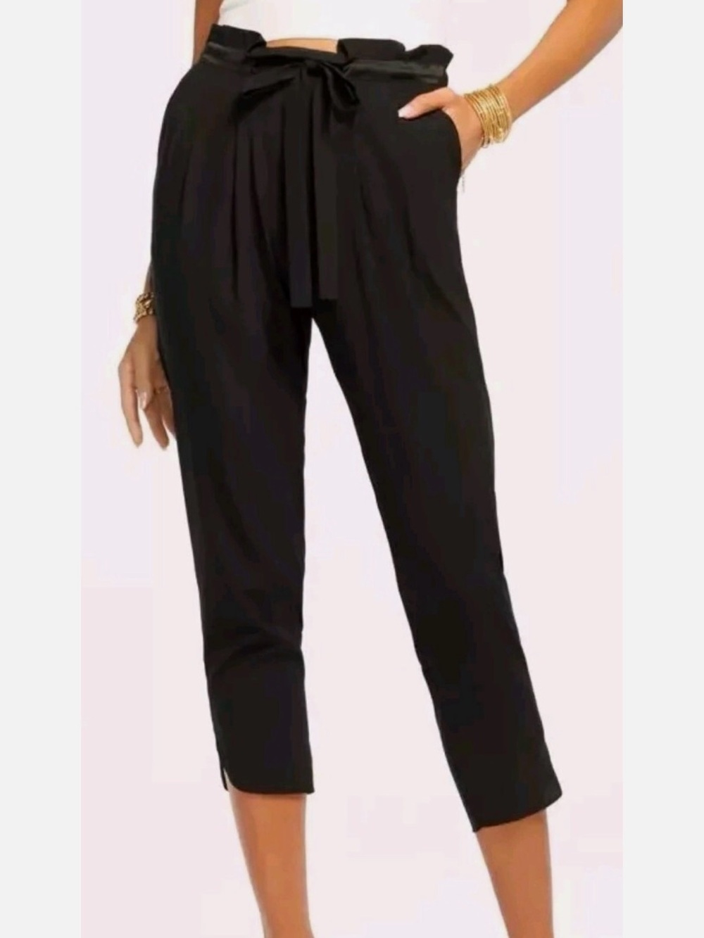 Ramy Brook, Allyn Silk, Paper bag Waist Taper Pants, sz S